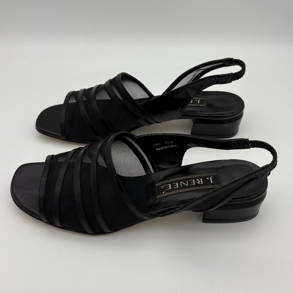 J. Renee Black Open Toe Strappy/Mesh Sandal with Elastic Heel Strap; Size 9.5 - Picture 9 of 12